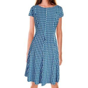 Jessica Howard Petite Geometric-Print Fit Blue